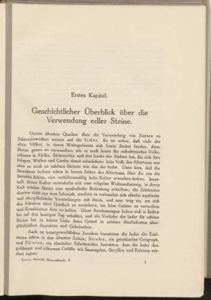 Erstes Kapitel. Geschichtlicher Überblick über die Verwendung edler Steine.