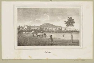 Ortsansicht und Kirche in Calbitz (Wermsdorf-Calbitz, zweite Ansicht), aus Sachsens Kirchen-Galerie von Hermann Schmidt, Bd. 3, 1840