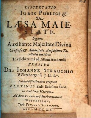 Diss. iur. publ. de laesa maiestate