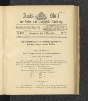 No.272, Sonnabend, den 8. November 1919