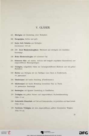 V. Gläser (Nr. 325-475)