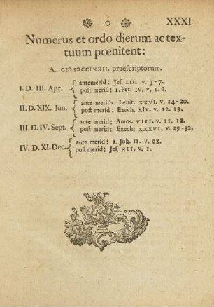 Numerus et ordo dierum ac textuum poenitent