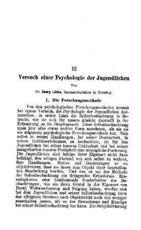 Versuch einer Psychologie der Jugendlichen