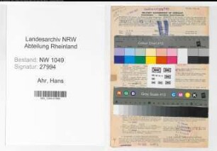 Entnazifizierung Hans Ahr , geb. 21.04.1905 (Architekt)