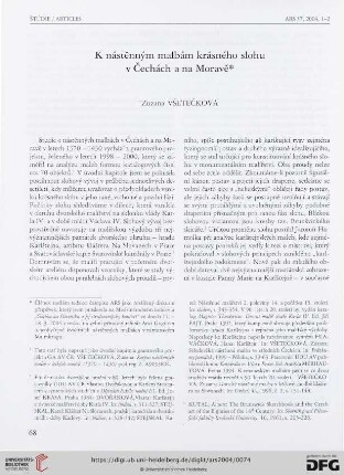 K nástenným malbám krásného slohu v Cechách a na moravě