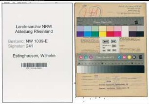 Entnazifizierung Wilhelm Estinghausen , geb. 22.05.1897 (Angestellter)