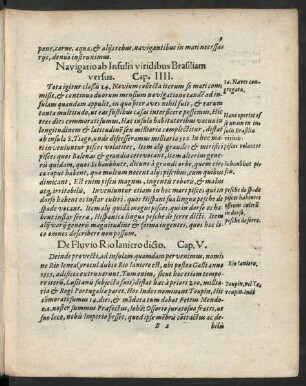 Navigatio ab Insulis viridibus Brasiliam versus. Cap. IIII.