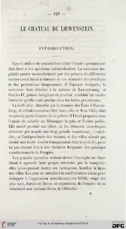 1: Le Château de Loewenstein : Introduction