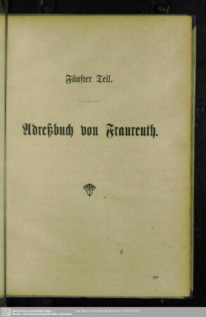 Fünfter Teil. Adreßbuch von Fraureuth