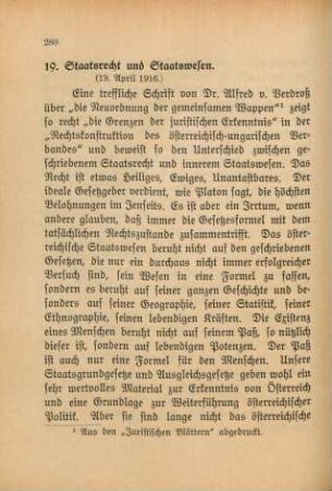 19. Staatsrecht und Staatswesen.