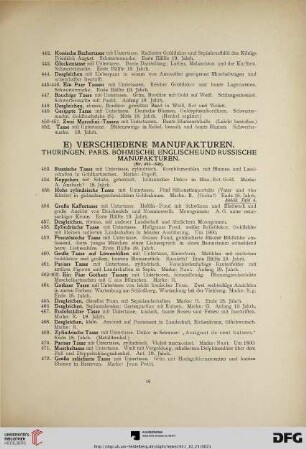 E) Verschiedene Manufakturen (Nr. 453-538)