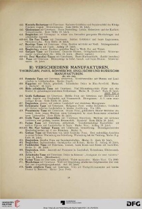 E) Verschiedene Manufakturen (Nr. 453-538)