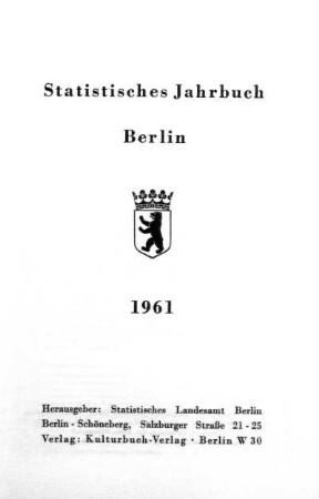1961: Statistisches Jahrbuch