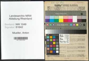 Entnazifizierung Anton Mueller , geb. 17.02.1892 (Rektor)