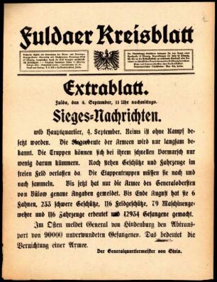 Zweite Ausgabe vom Freitag, den 04. September 1914.