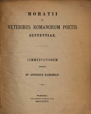 Horatii de veteribus Romanorum poetis sententiae