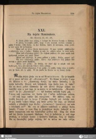 XXI. Na ńeźelu Reminiscere