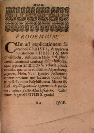 Exercitatio theol. e Gen. XIV. de Melchisedecho, eius persona, officio, factis
