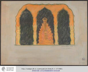 [Bühnenbildzeichnung: O Isis und Osiris]