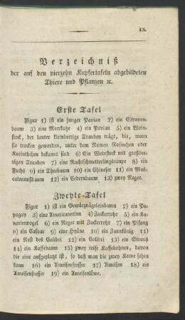 Verzeichniß der auf den vierzehn Kupfertafeln abgebildeten Thiere [...].