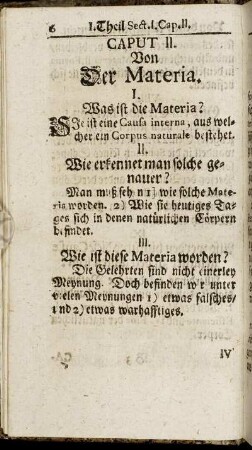 Caput II. Von Der Materia.