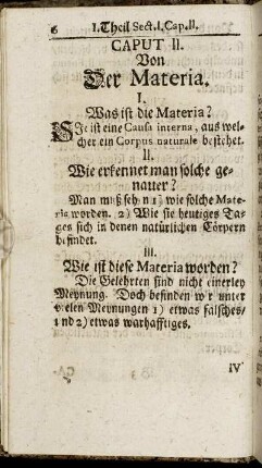 Caput II. Von Der Materia.