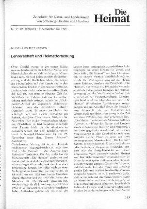 Lehrerschaft und Heimatforschung.