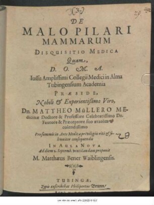 De Malo Pilari Mammarum Disquisitio Medica