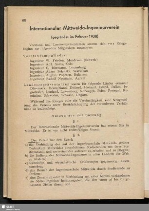 Internationaler Mittweida-Ingenieurverein (gegründet im Februar 1938)