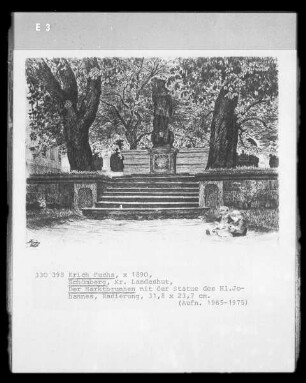 Der Marktbrunnen (mit der Statue des heiligen Johannes; Schömberg, Kreis Landeshut)