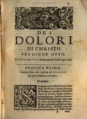 Delli dolori di Christo : prediche otto