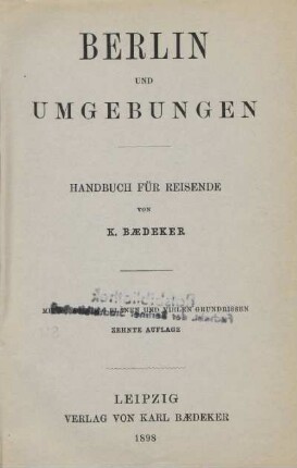 Berlin und Umgebungen : Handbuch für Reisende