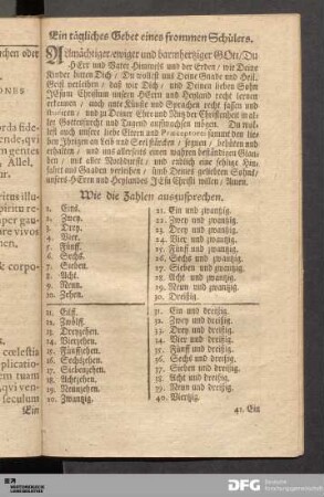 Ein tägliches Gebet eines frommen Schülers.