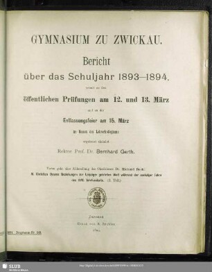 1893/94: Bericht : über das Schuljahr ...