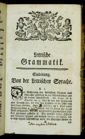 Einleitung. Von der Lettischen Sprache