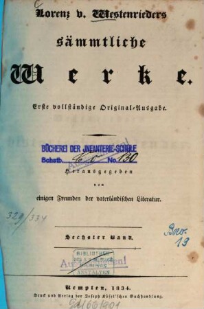 Lorenz v. Westenrieders sämmtliche Werke, 6. Westenrieders historische Kalender