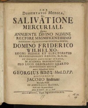 Dissertatio Medica, De Salivatione Mercuriali