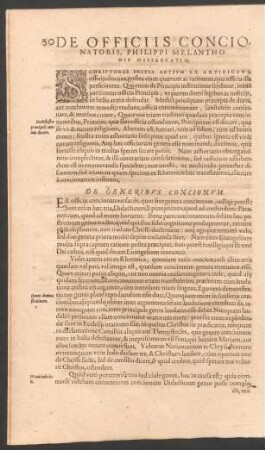 De Officiis Concionatoris Philippi Melanthonis Dissertatio.