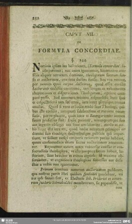 Caput VII [i.e. V]. Formula Concordiae