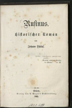 Rufinus : historischer Roman