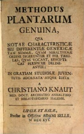Methodus Plantarum genuina