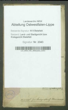 Ausschließung der Gütergemeinschaft der Eheleute Heinrich Christoph Krull und Caroline geb. Siekmann