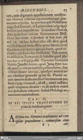 Cap. II. De Rei Ipsius Tractatione Et primo de Nobilitatis genere