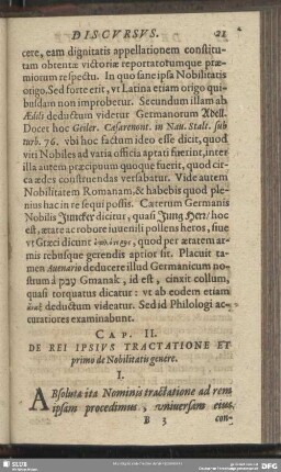 Cap. II. De Rei Ipsius Tractatione Et primo de Nobilitatis genere