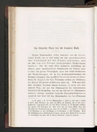 Das friesische Pfund und die friesische Mark