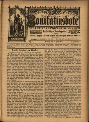 Erste Ausgabe vom Sonntag, den 31. Juli 1898.