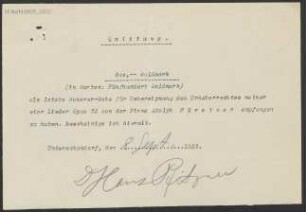 Quittung über Honorar für "vier Lieder Opus 32"