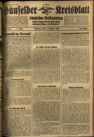 Erste Ausgabe vom Montag, den 05. Oktober 1936.