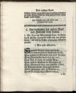 Hyr beghynnet dat andere Boek van Hennynk dem Hanen.