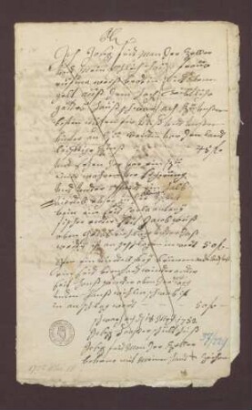 Gültverschreibung von Joseph Friedmann von Schwarzach gegen das Kloster Schwarzach